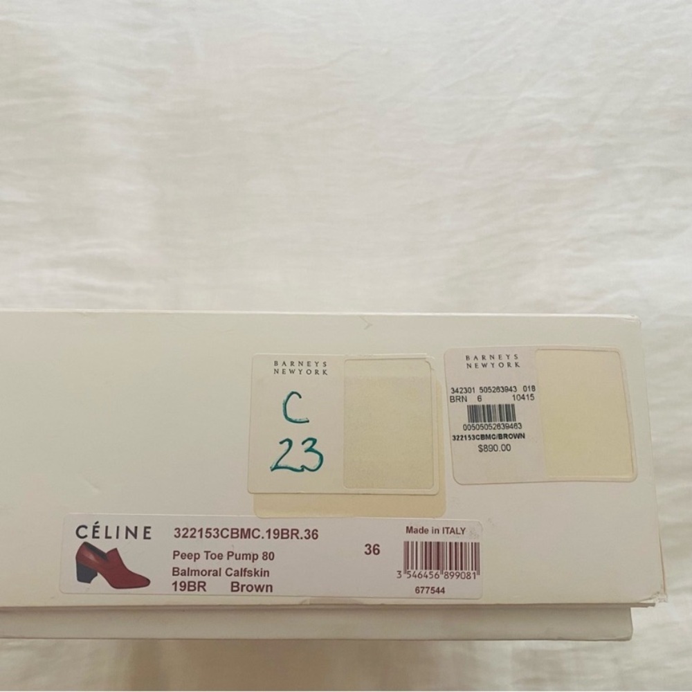 Celine Leather Brown Peep Toe Pump 80 SZ 6/36 - Picture 12 of 12